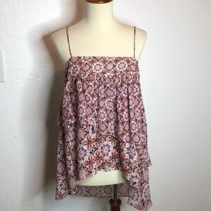 Rachel Zoe Floral Print Tiered Tank Top Size 4